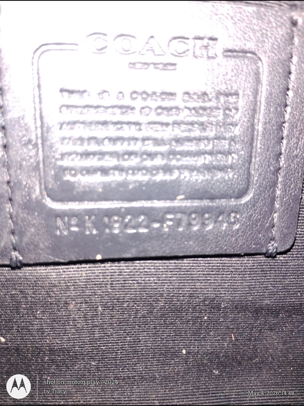 Coach Navy Textured Leather Satchel with Silver Hardware - Picture 2 of 2